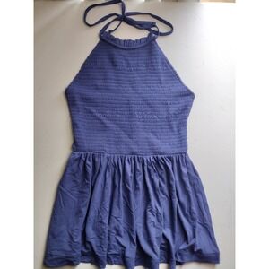 Venus Smocked Halter‎ Dress Mini Blue Rayon Spandex XS